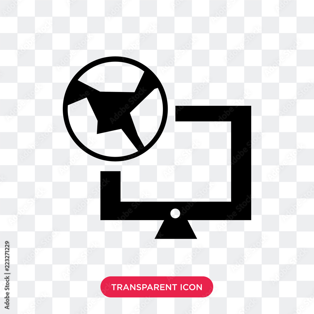 Poster computer and network vector icon isolated on transparent background, computer and network logo desig