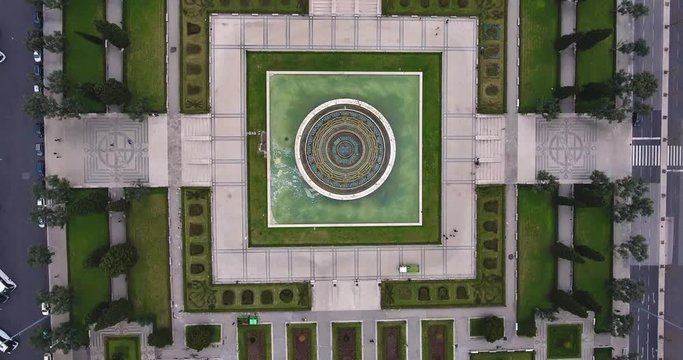 Drone overhead shot of Jardim da praco do interio in the city Lisbon, Portugal