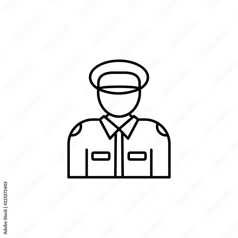 Poster policeman icon. element of crime and punishment icon for mobile concept and web apps. thin line poli