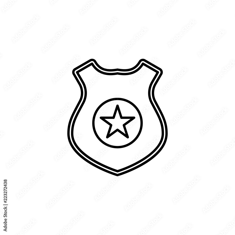 Poster police badge icon. element of crime and punishment icon for mobile concept and web apps. thin line p