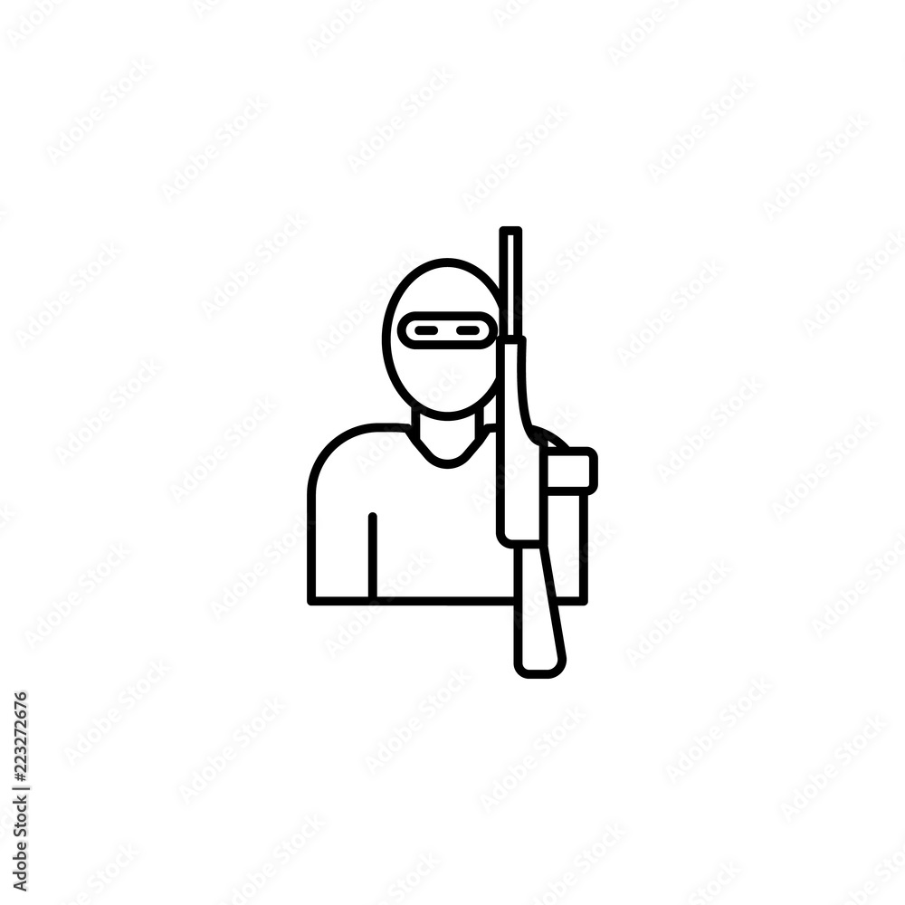 Poster terrorist icon. element of crime and punishment icon for mobile concept and web apps. thin line terr