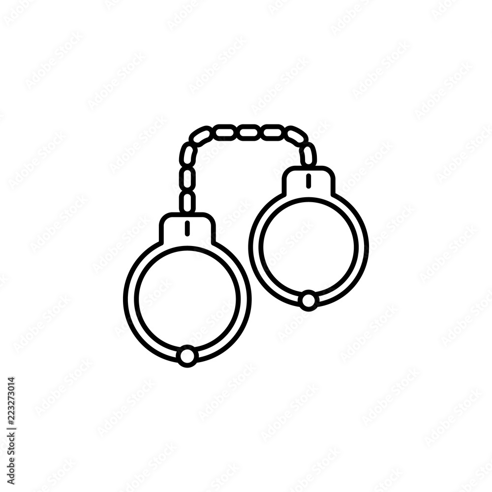 Poster handcuffs icon. element of crime and punishment icon for mobile concept and web apps. thin line hand