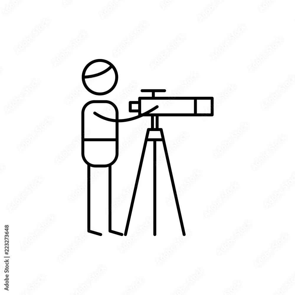 Poster astronomer icon. element of human hobbies icon for mobile concept and web apps. thin line astronomer