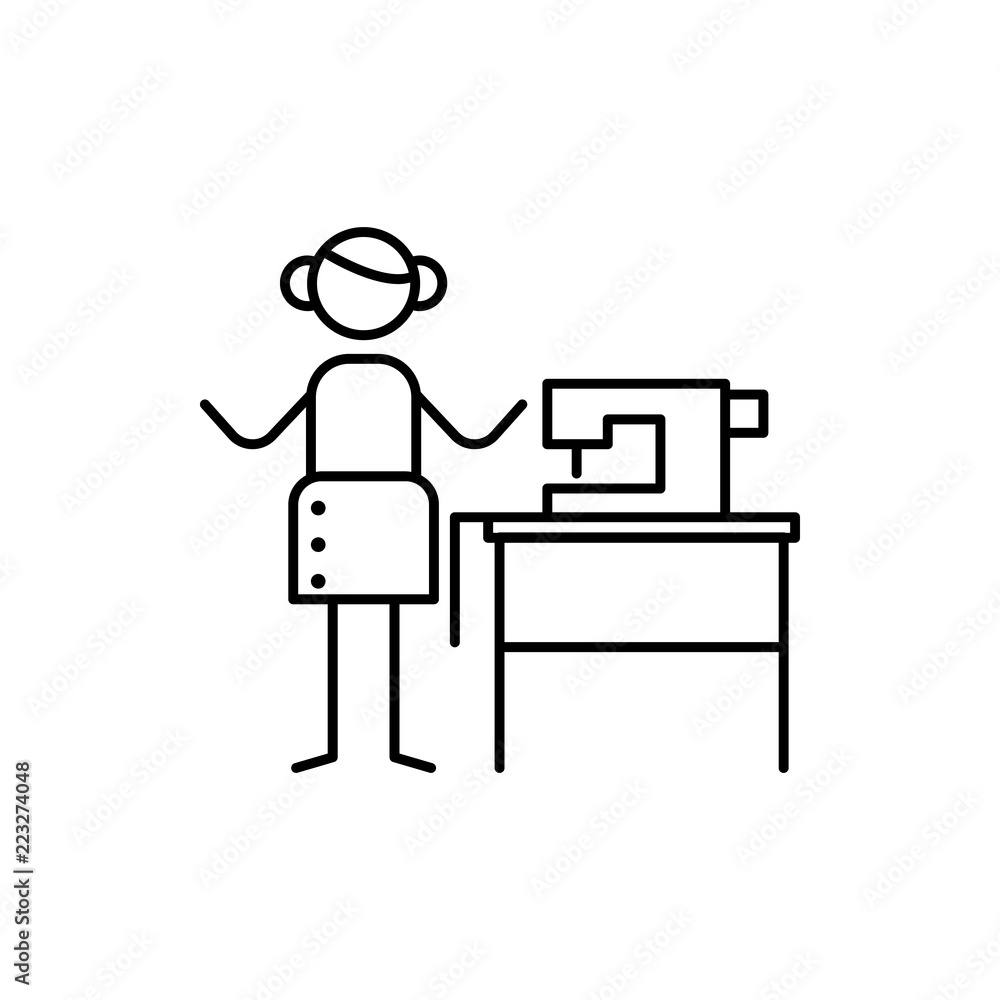 Poster seamstress icon. element of human hobbies icon for mobile concept and web apps. thin line seamstress