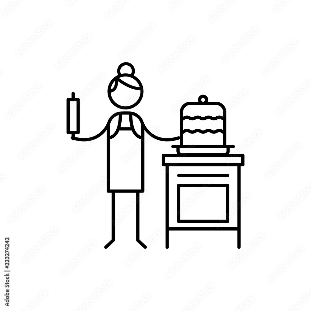 Poster confectioner icon. element of human hobbies icon for mobile concept and web apps. thin line confecti