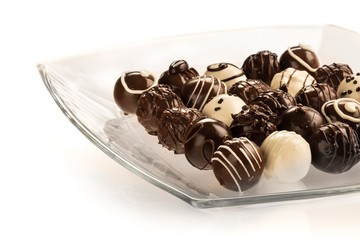 Assorted Dark, Milk and White Chocolate Candies / Pralines