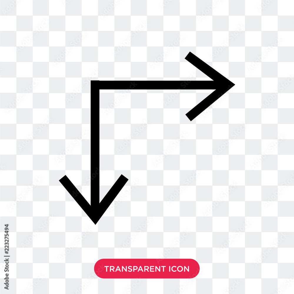 Poster right bottom arrow vector icon isolated on transparent background, right bottom arrow logo design