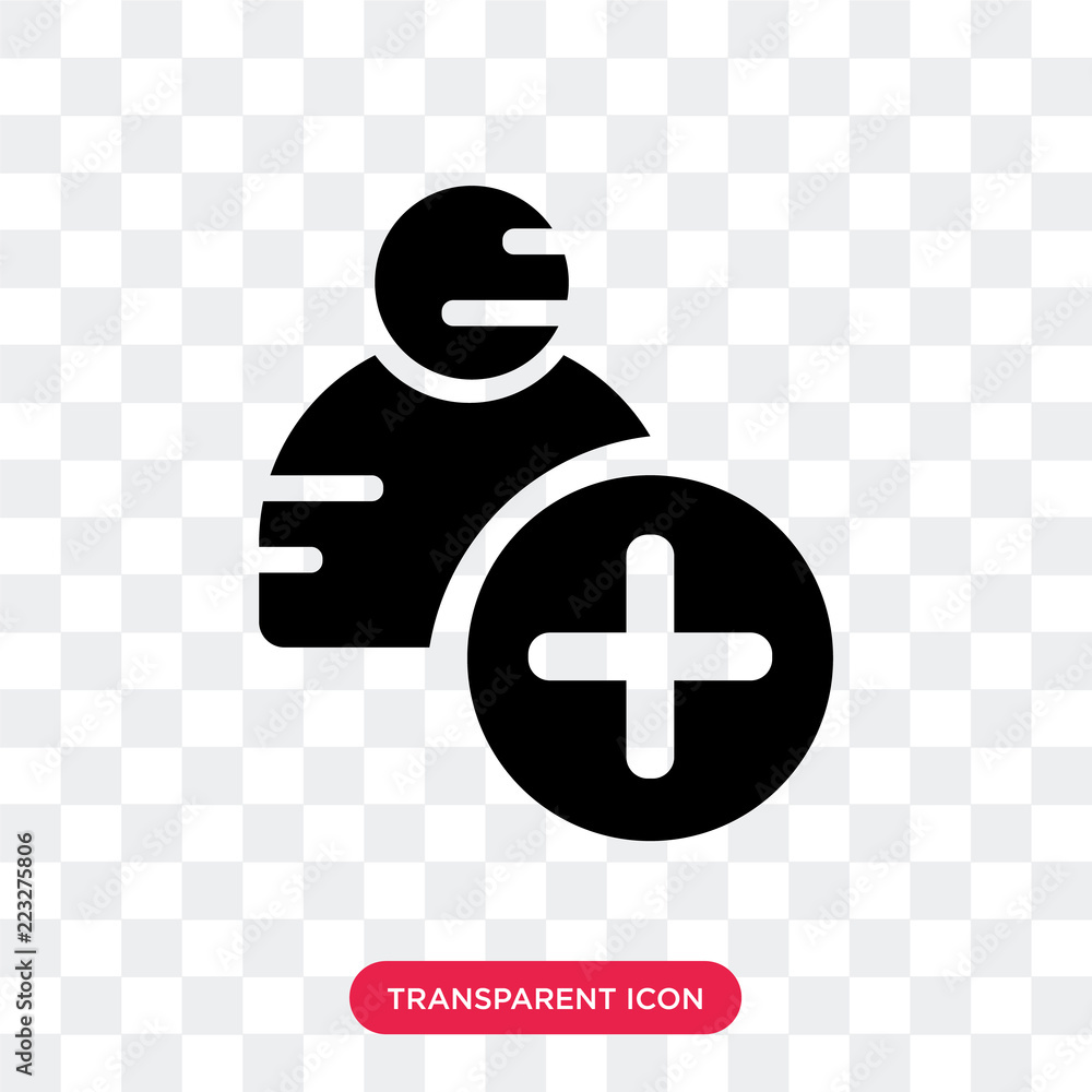 Poster add user vector icon isolated on transparent background, add user logo design