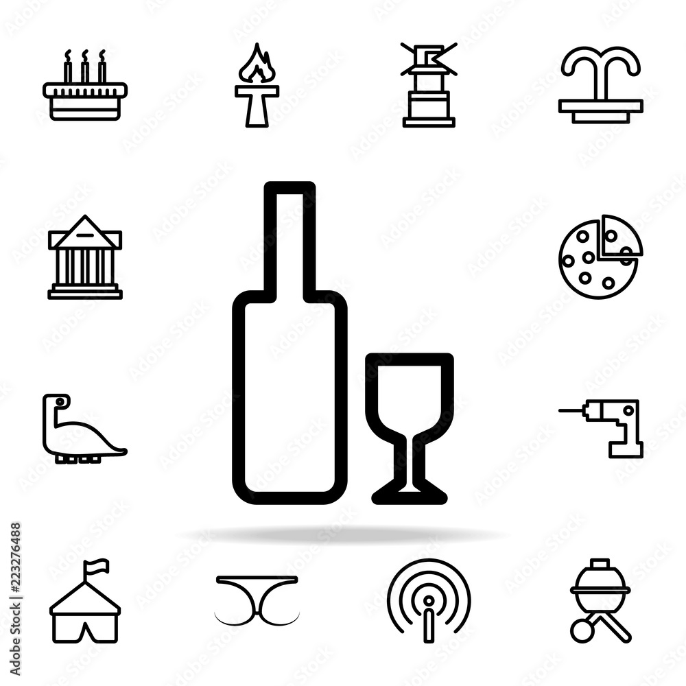 Aufkleber a bottle of wine with a glass icon. web icons universal set for web and mobile