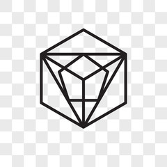 Icosahedron vector icon isolated on transparent background, Icosahedron logo design