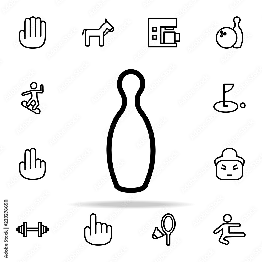 Aufkleber bowling pin icon. web icons universal set for web and mobile