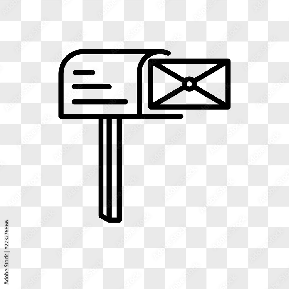 Poster postbox vector icon isolated on transparent background, postbox logo design
