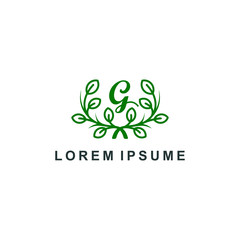 green garden logo, eco farm icon symbol vector illustration