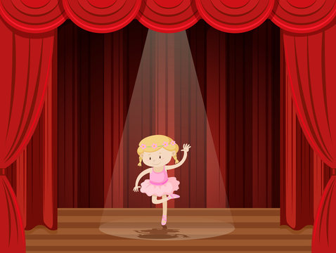 A girl perform ballet on stage