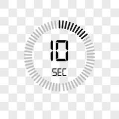 The 10 seconds vector icon isolated on transparent background, The 10 seconds logo design