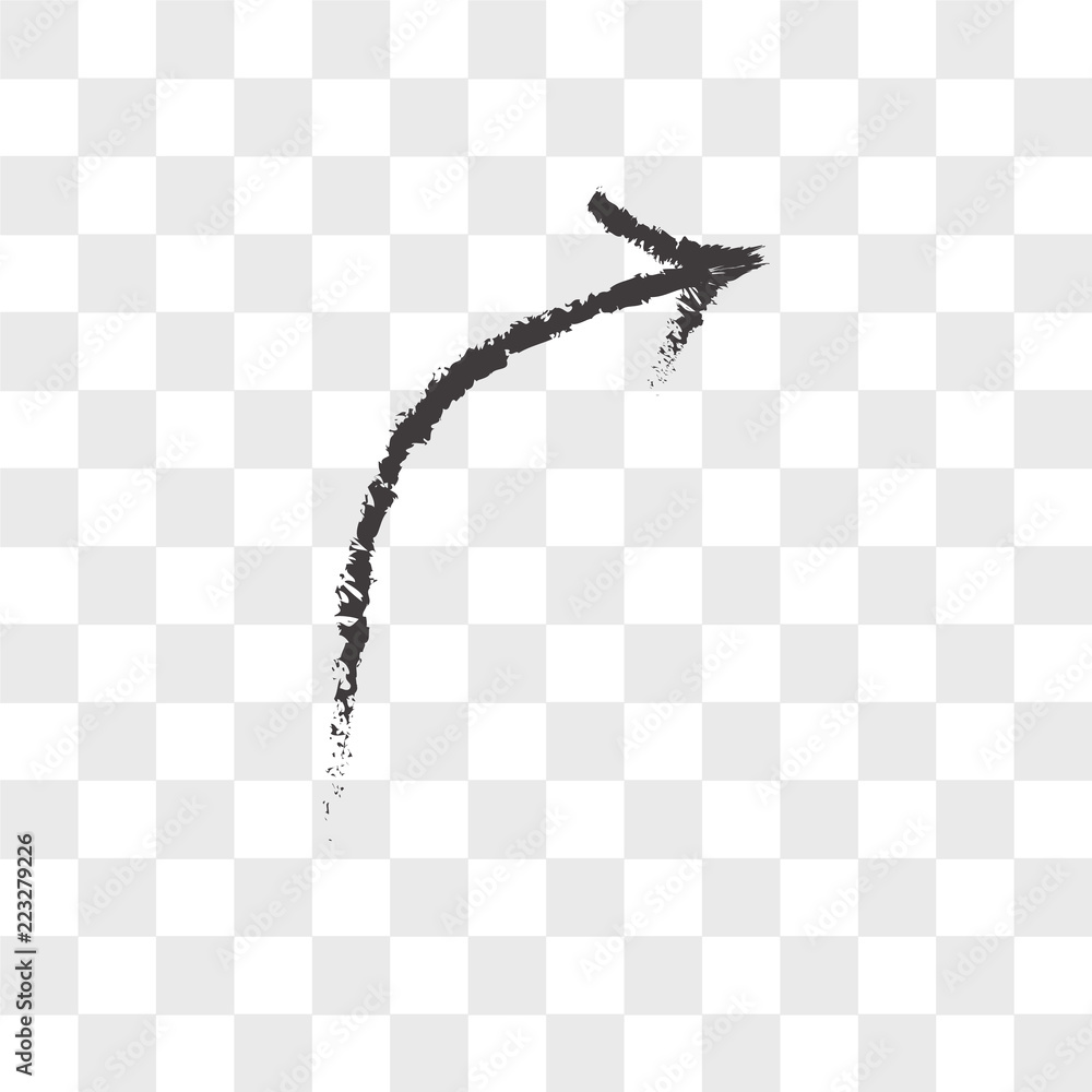 Poster sketched arrow vector icon isolated on transparent background, sketched arrow logo design