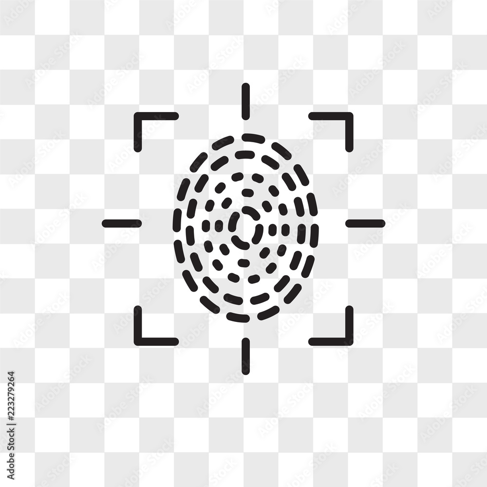 Poster fingerprint scan vector icon isolated on transparent background, fingerprint scan logo design