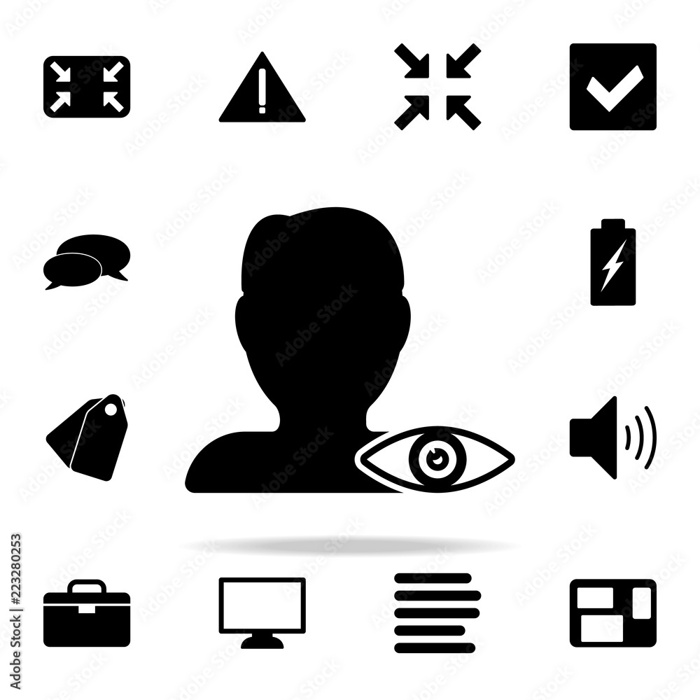 Poster silhouette of man and eye icon. web icons universal set for web and mobile