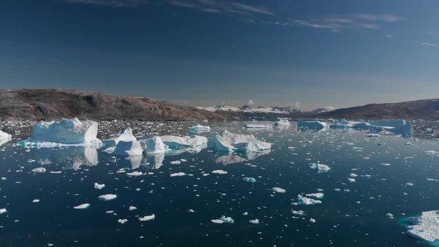 Aerial View of Icebergs in Johan Petersen Fjord  East Greenland