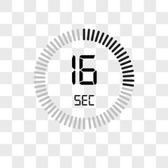 The 16 seconds vector icon isolated on transparent background, The 16 seconds logo design