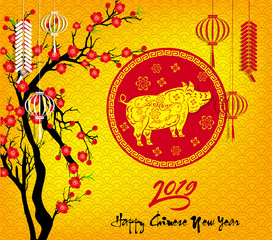 Happy  Chinese New Year  2019 year of the pig.  Lunar new year