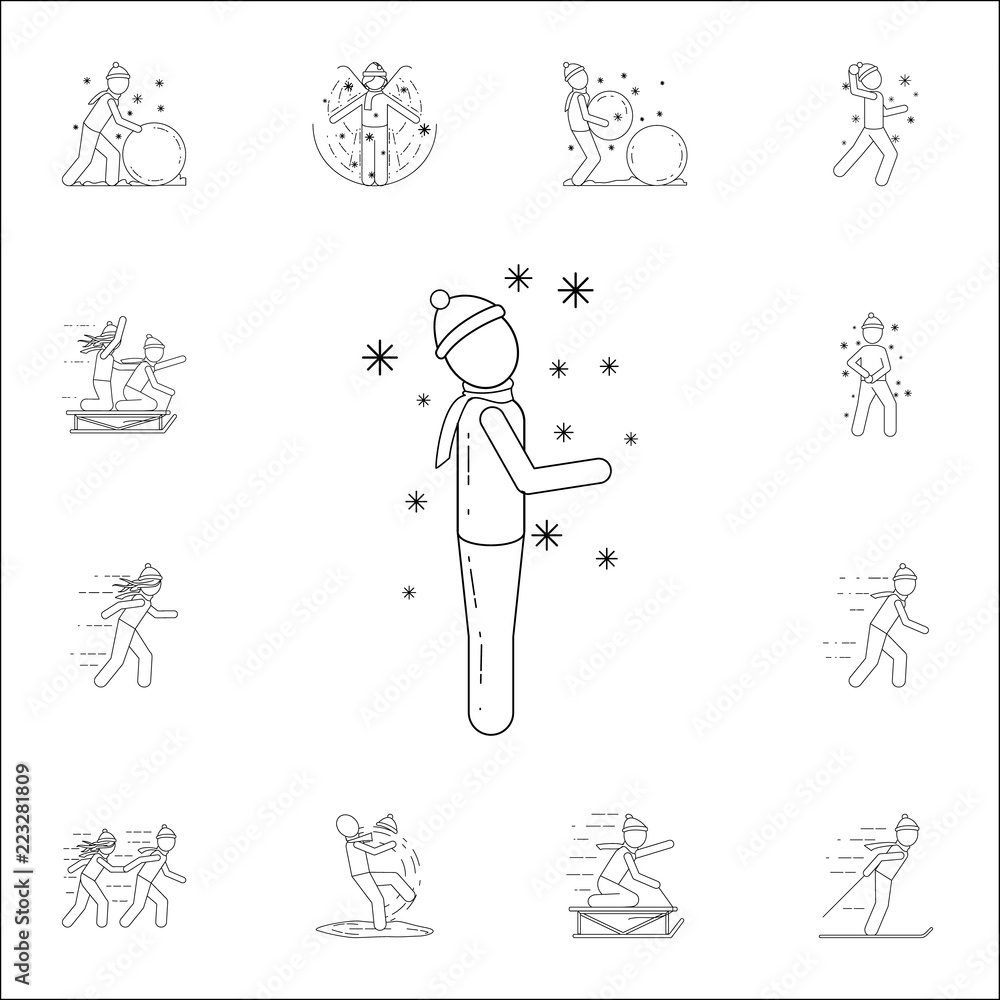 Poster man and snowfall icon. winter icons universal set for web and mobile
