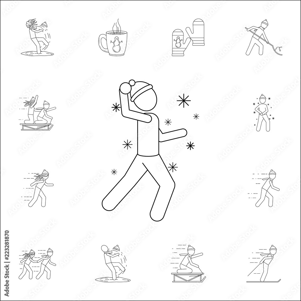 Aufkleber man playing snowballs icon. winter icons universal set for web and mobile