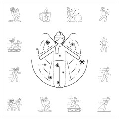 the girl is lying on the snow icon. Winter icons universal set for web and mobile