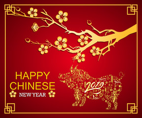 Happy  Chinese New Year  2019 year of the pig.  Lunar new year