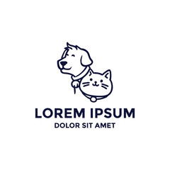 Happy Dog and Cat Portrait Face