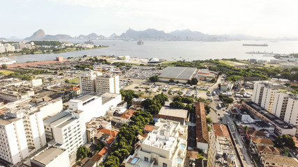 City with sea in background