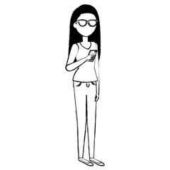 young woman with glasses character