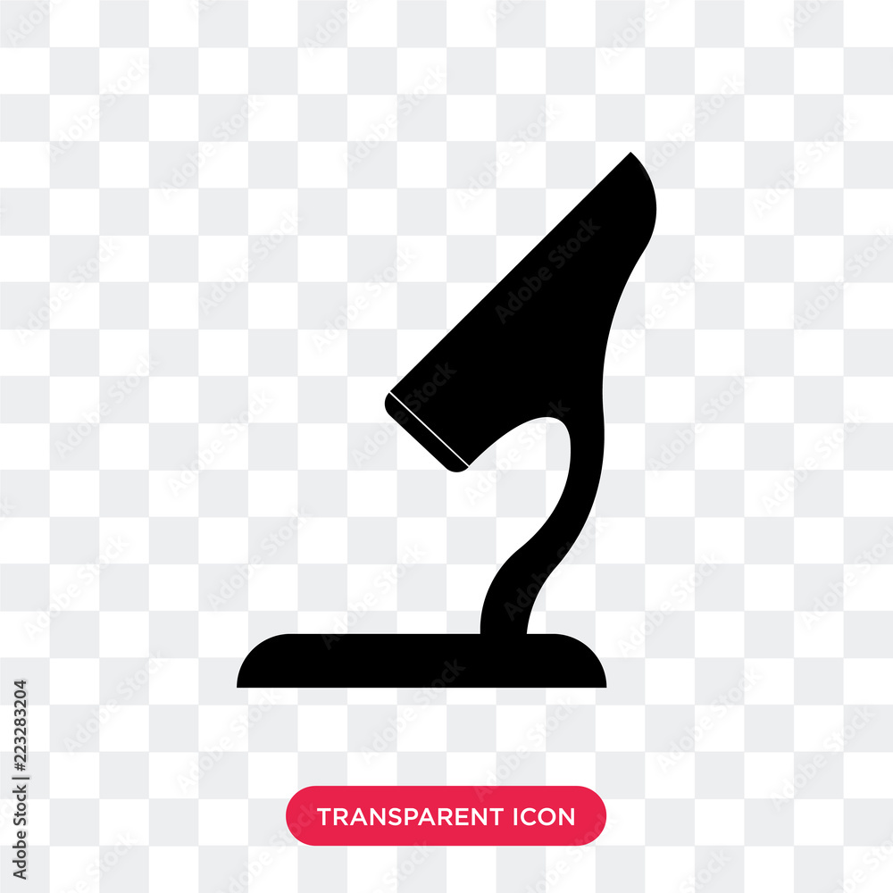 Poster microscope vector icon isolated on transparent background, microscope logo design