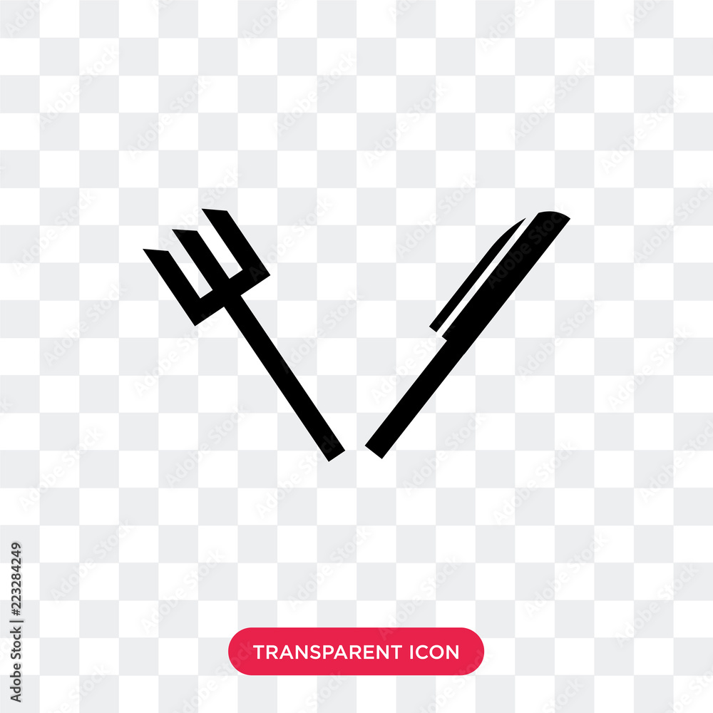 Poster knife and fork vector icon isolated on transparent background, knife and fork logo design