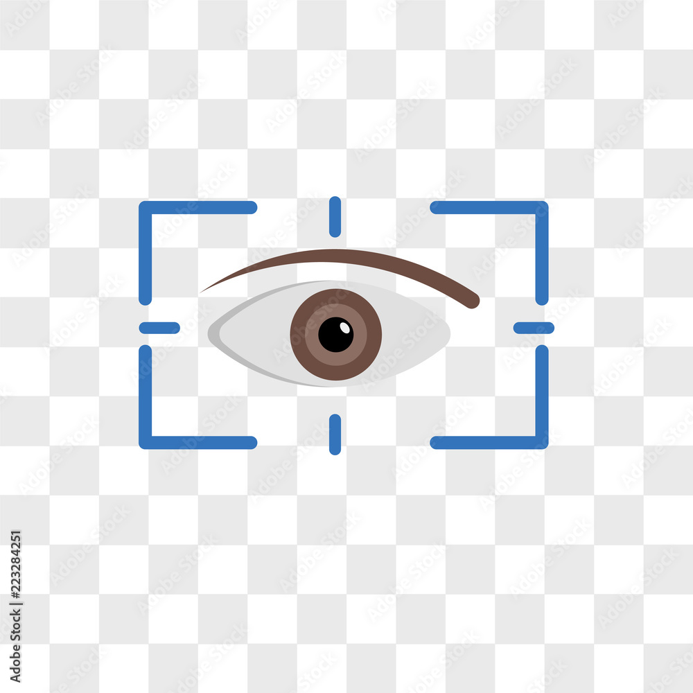 Poster eye scan vector icon isolated on transparent background, eye scan logo design