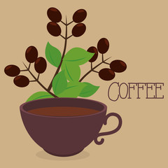 delicious coffee cup with plant