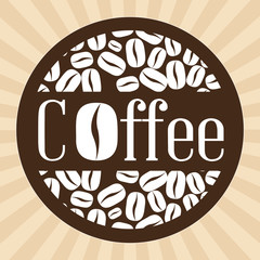 delicious coffee grains emblem