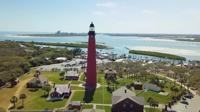Drone flyby of the Ponce Inlet lighthouse.