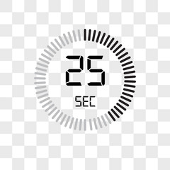 The 25 seconds vector icon isolated on transparent background, The 25 seconds logo design