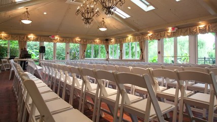 Timelapse of chairs being set up for ceremony