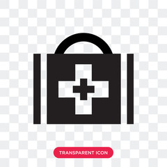Obraz premium Medic suitcase vector icon isolated on transparent background, Medic suitcase logo design
