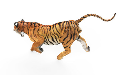 3d Illustration Dangerous Bengal Tiger Roaring and Jumping Isolated on White Background with Clipping Path.