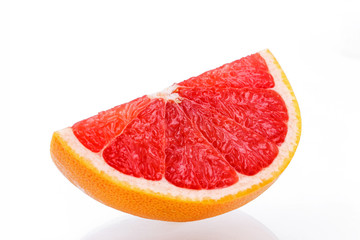 Fresh Grapefruit citrus fruit with half slice isolated on white