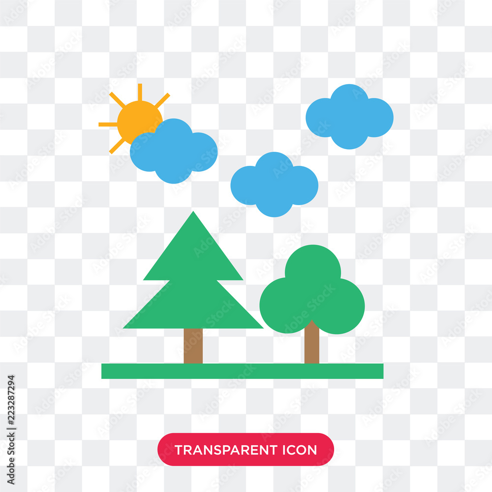 Poster trees vector icon isolated on transparent background, trees logo design