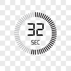 The 32 seconds vector icon isolated on transparent background, The 32 seconds logo design