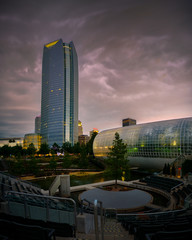 Oklahoma City skyline before a thunderstorm