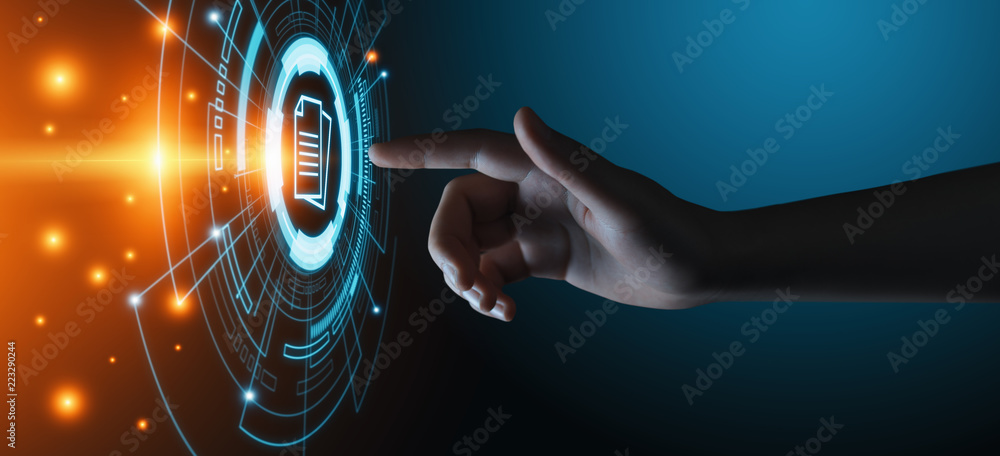 Poster document management data system business internet technology concept