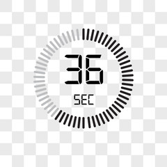 The 36 seconds vector icon isolated on transparent background, The 36 seconds logo design
