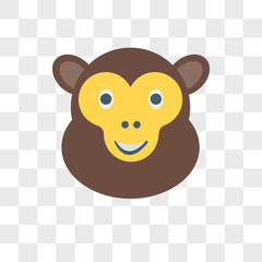 Monkey vector icon isolated on transparent background, Monkey logo design