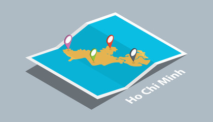 explore ho chi minh vietnam maps with isometric style and pin location tag on top